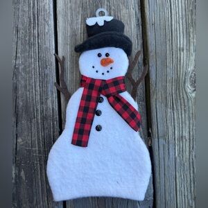Vintage Snowman Door Hanging OR Wine Bottle Cover